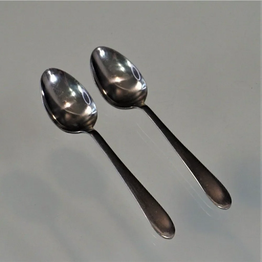 2 Demitasse Spoons Vintage Stainless Steel Lucky Japan